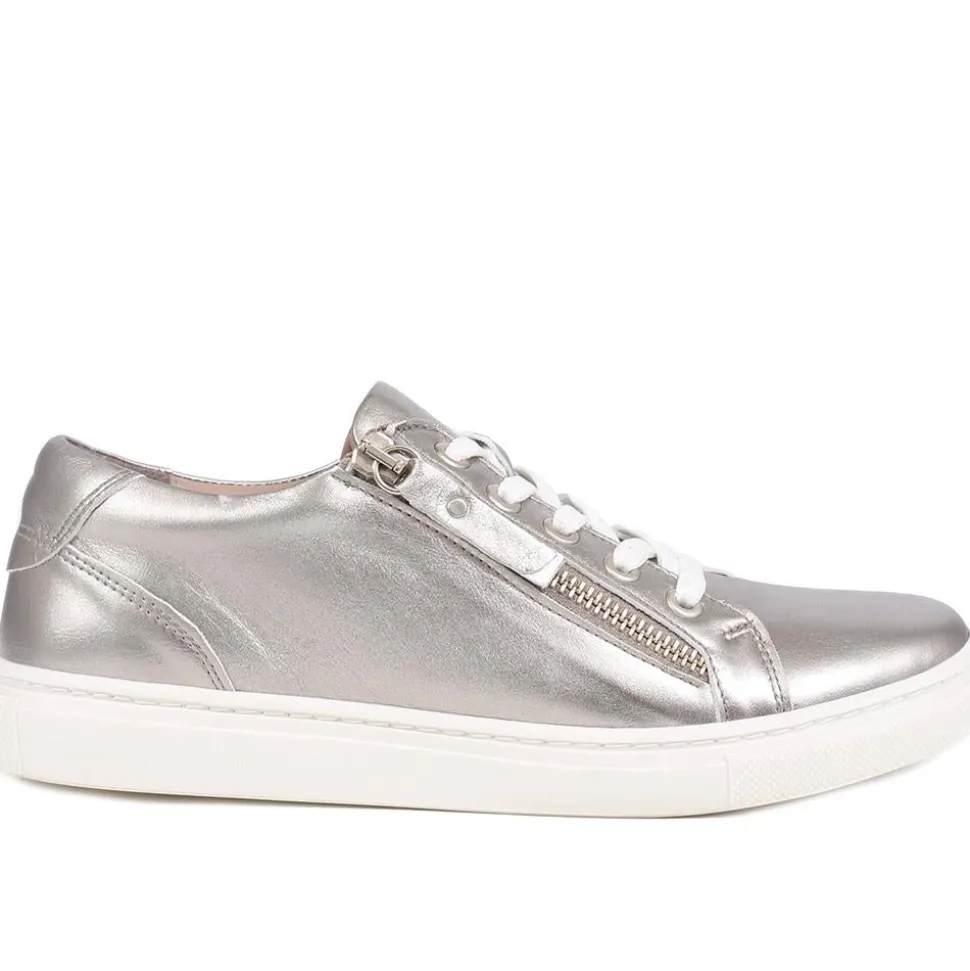 Padova2 Leather Lace-Up Trainers - Pewter