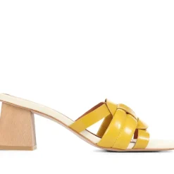 Pamela-02 Leather Block Heeled Mules - Platinum