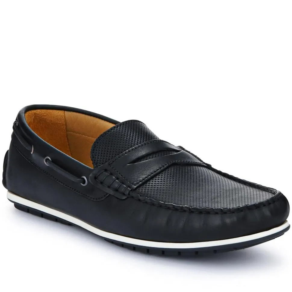 Parks Casual Leather Moccasins - Black