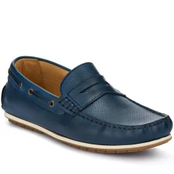 Parks Casual Leather Moccasins - Navy