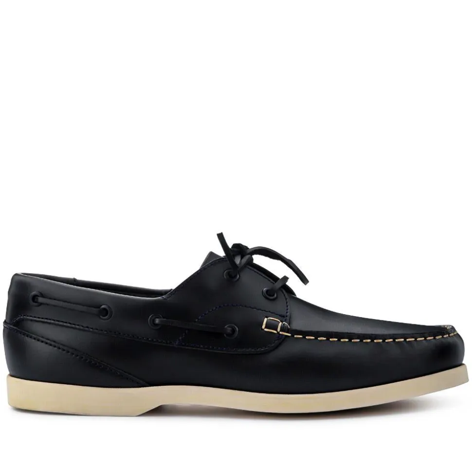 Parsons Leather Boat Shoes - Navy - White