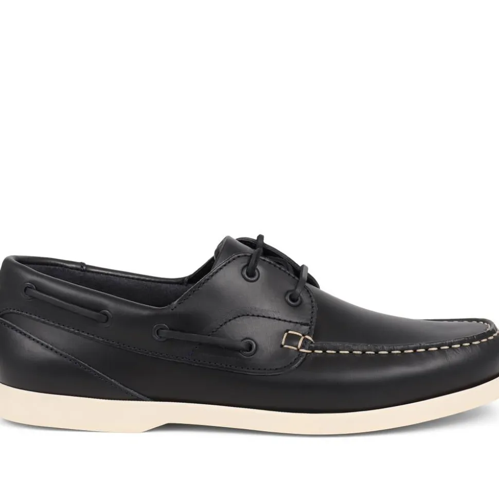 Parsons Leather Boat Shoes - Navy - White