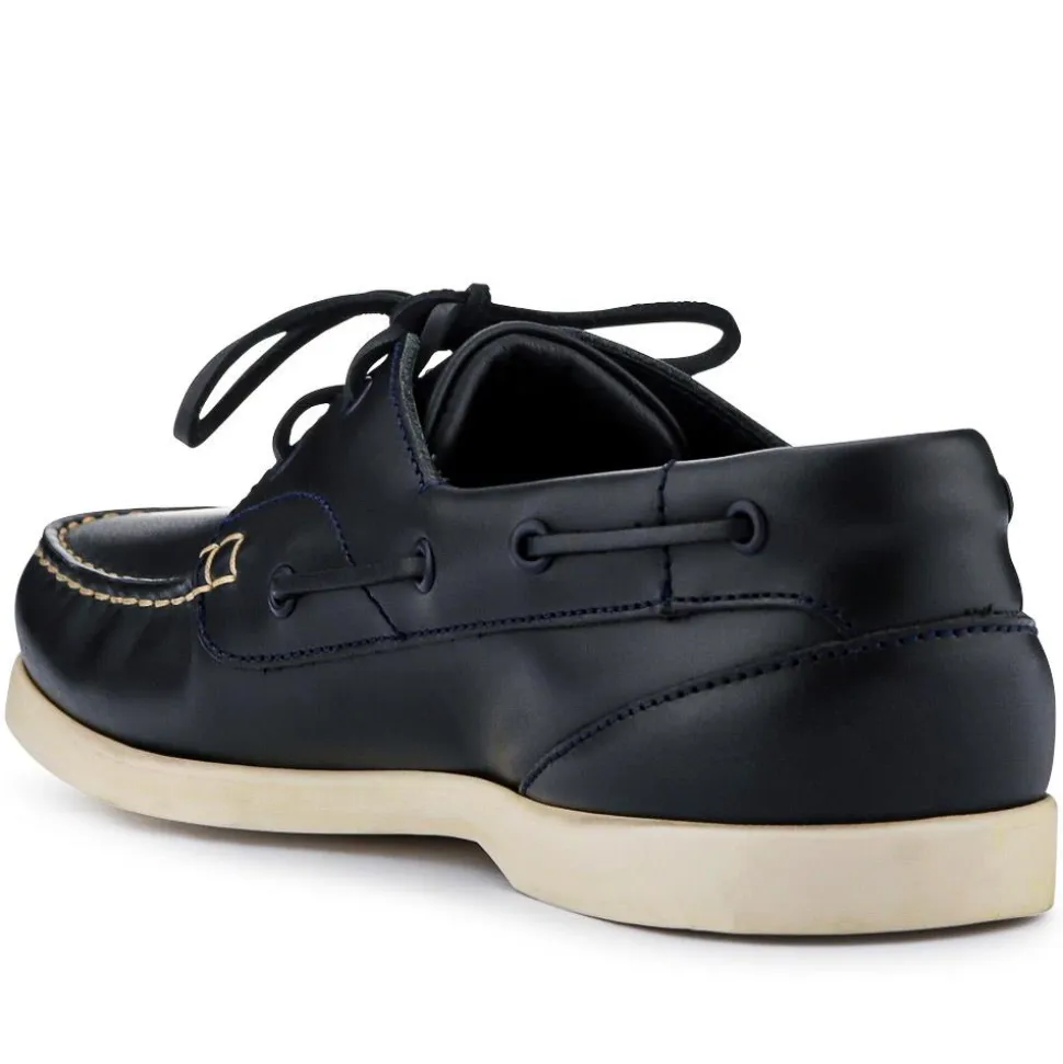 Parsons Leather Boat Shoes - Navy - White