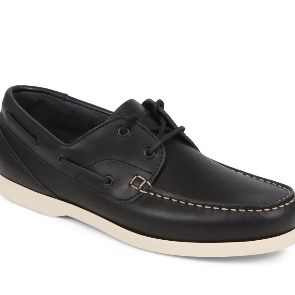 Parsons Leather Boat Shoes - Navy - White