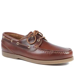 Parsons Wide Fit Leather Boat Shoes - Cognac