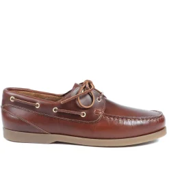 Parsons Wide Fit Leather Boat Shoes - Cognac