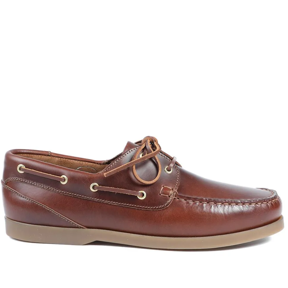 Parsons Wide Fit Leather Boat Shoes - Cognac
