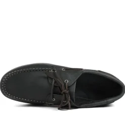 Parsons Wide Fit Leather Boat Shoes - Navy