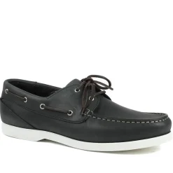 Parsons Wide Fit Leather Boat Shoes - Navy