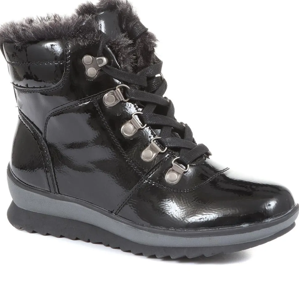 Patent Hiker Boots - Black Patent