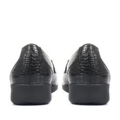 Patent Ladies Loafers - Black Croc