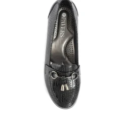Patent Ladies Loafers - Black Croc