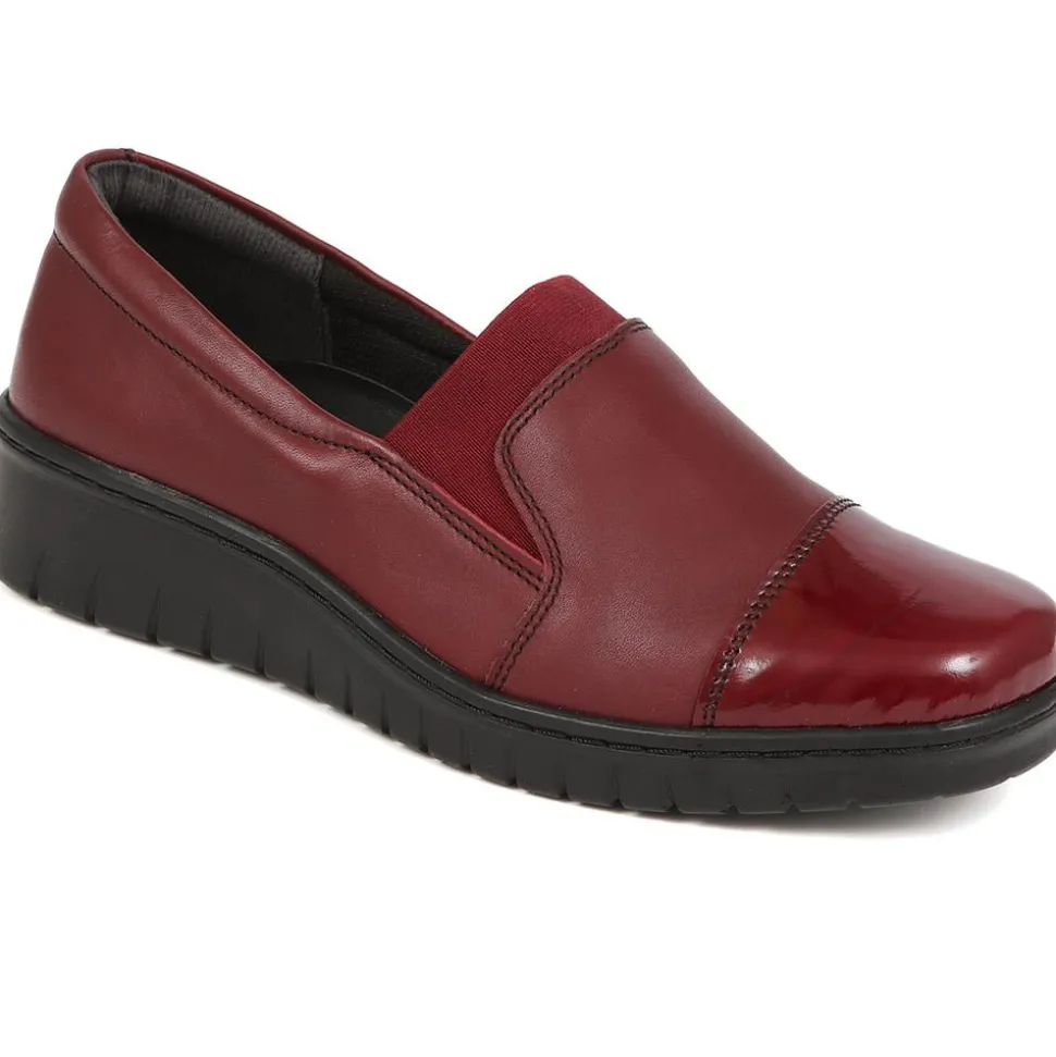 Patent Toe Slip-On Shoes - Burgundy