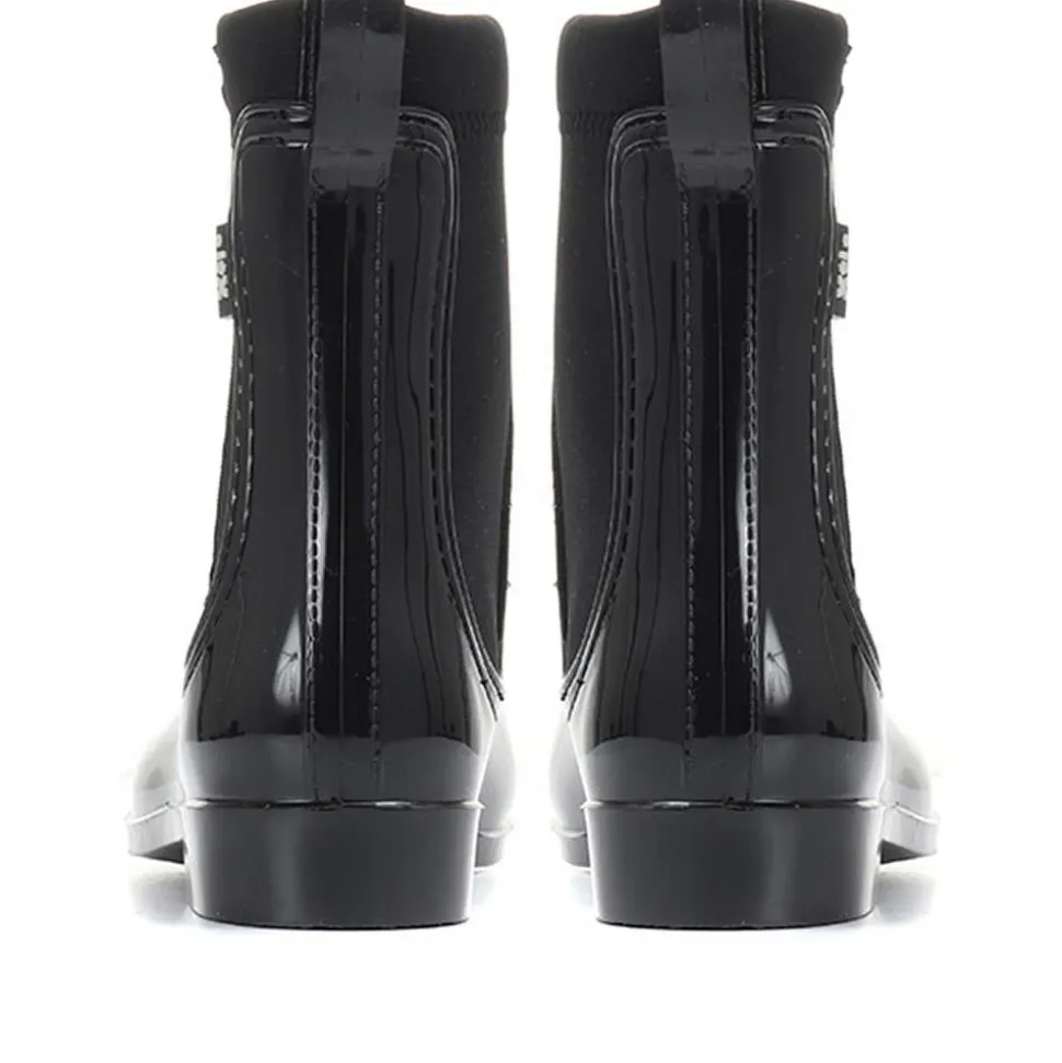 Patent Wellie Ankle Boot - Black