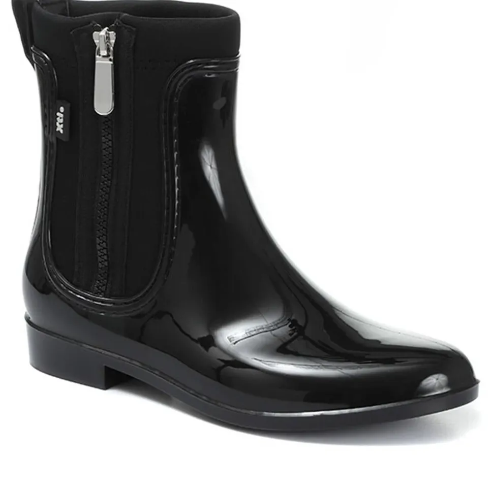 Patent Wellie Ankle Boot - Black