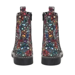 Patterned Lace-Up Boots - Multi