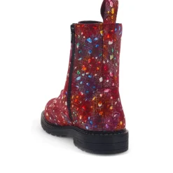 Patterned Lace-Up Boots - Red Multi