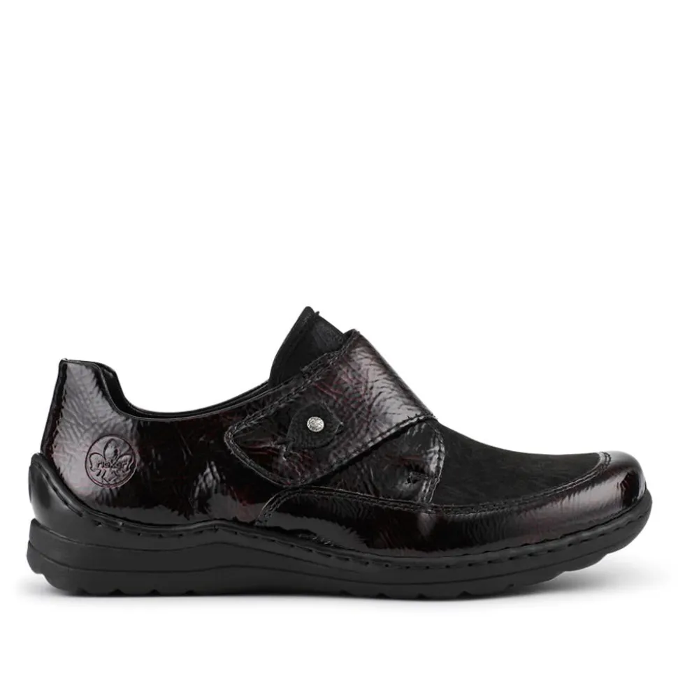 Patterned Touch-Fasten Shoes - Burgundy