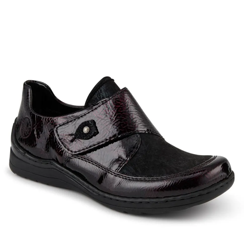 Patterned Touch-Fasten Shoes - Burgundy