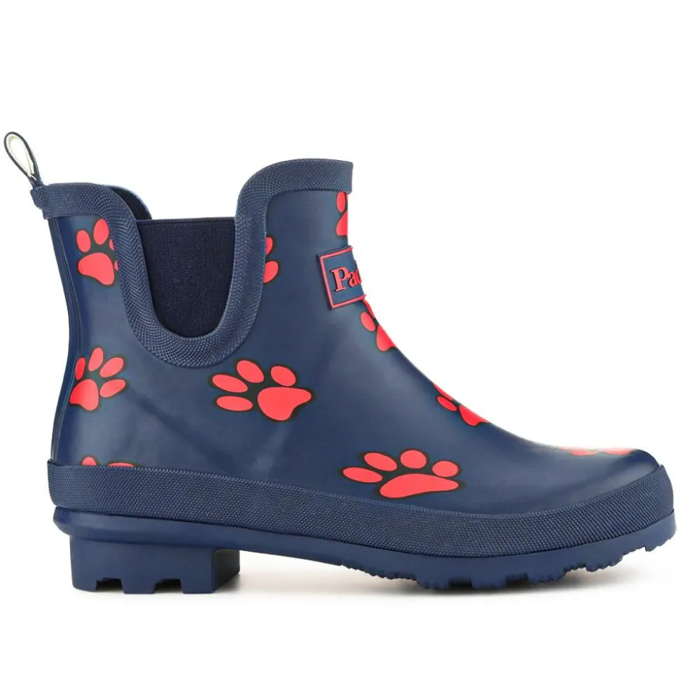 Paw Print Chelsea Wellington Boots - Navy