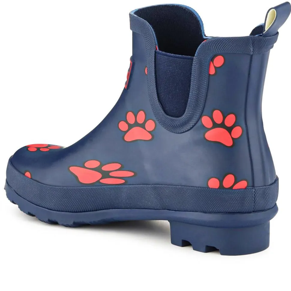 Paw Print Chelsea Wellington Boots - Navy