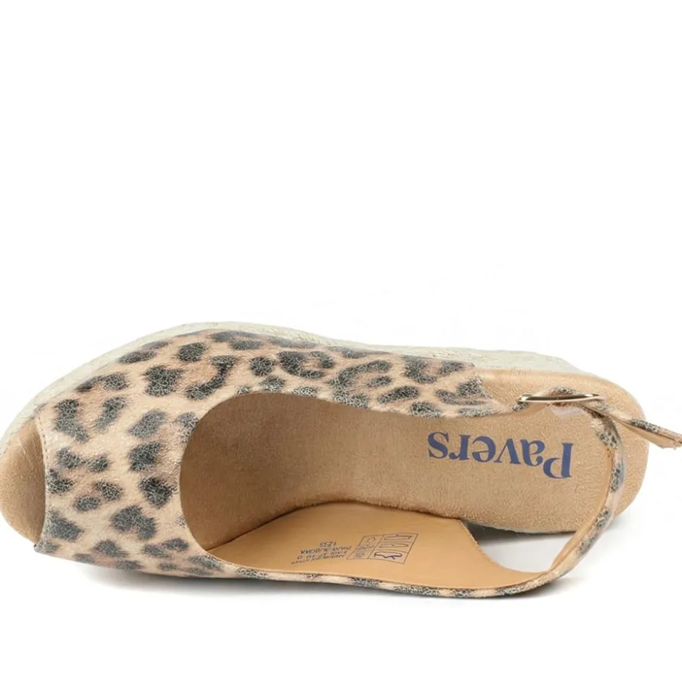 Peep Toe Wedged Slingback Espadrilles - Leopard