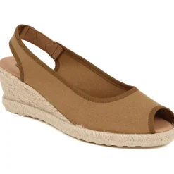 Peep Toe Wedge Sandals - Sand