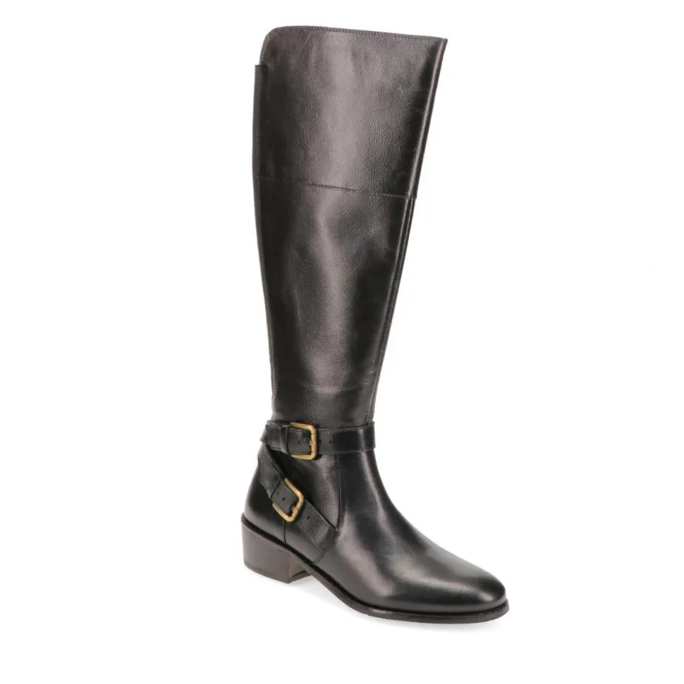 Phoebe Small Calf Fit Leather Knee Boots - Black