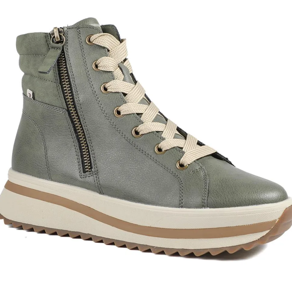 Platform Ankle Boots - Olive