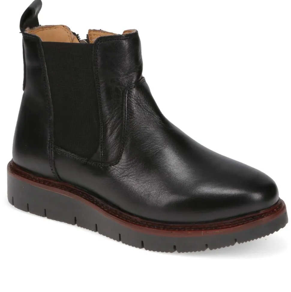 Platform-Heeled Ankle Boots - Black