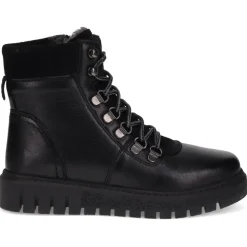 Platform Lace-Up Ankle Boots - Black