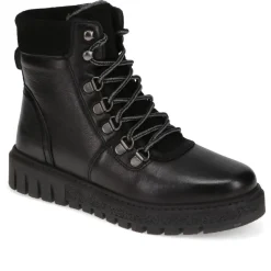 Platform Lace-Up Ankle Boots - Black