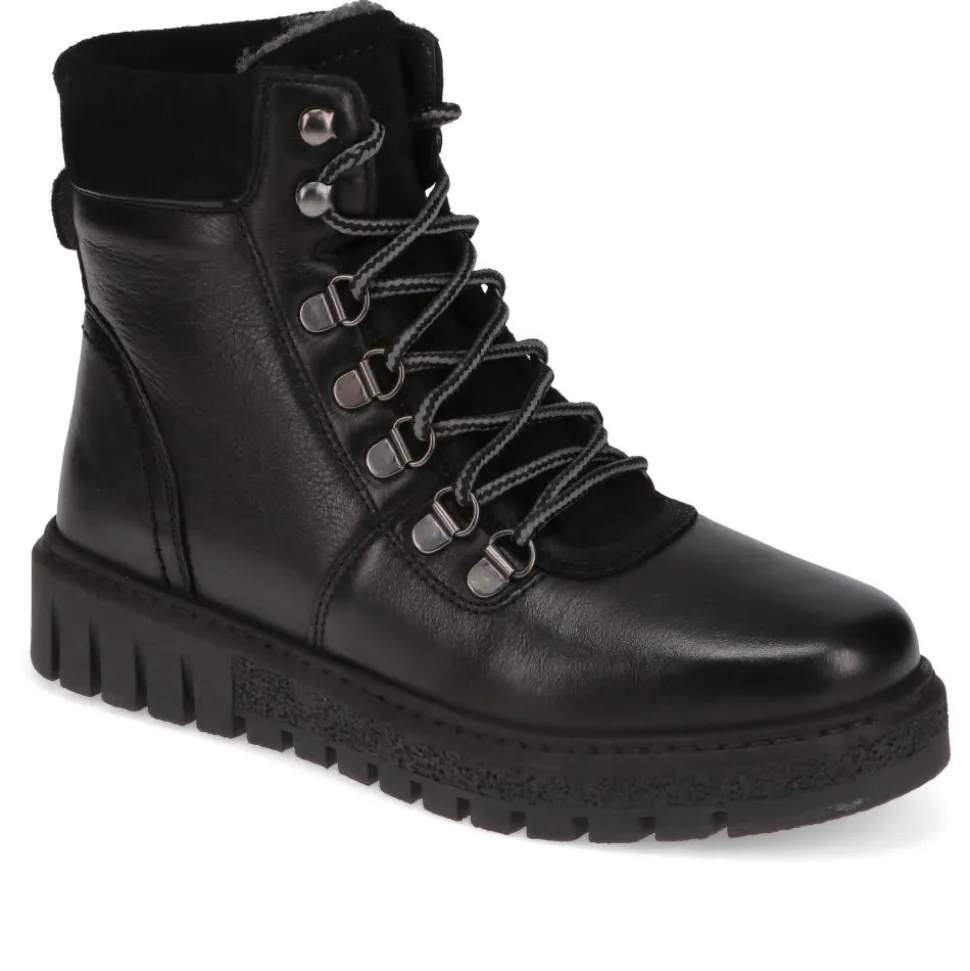 Platform Lace-Up Ankle Boots - Black