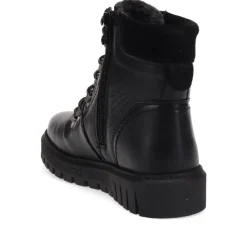 Platform Lace-Up Ankle Boots - Black