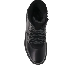 Platform Lace-Up Ankle Boots - Black