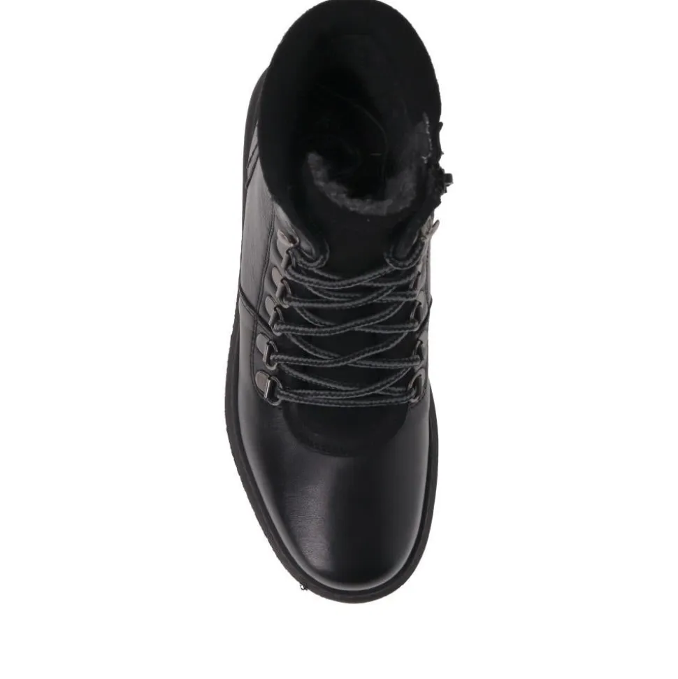 Platform Lace-Up Ankle Boots - Black