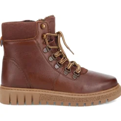 Platform Lace-Up Ankle Boots - Brown