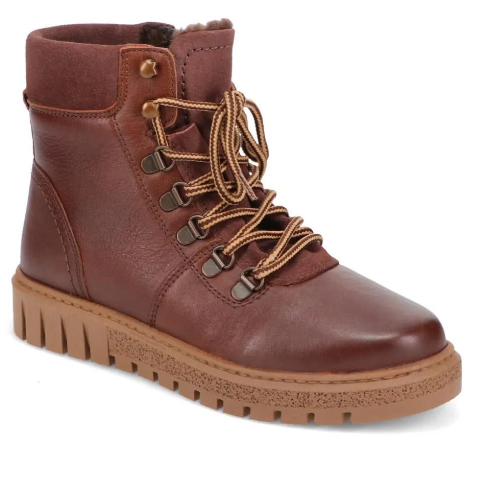Platform Lace-Up Ankle Boots - Brown