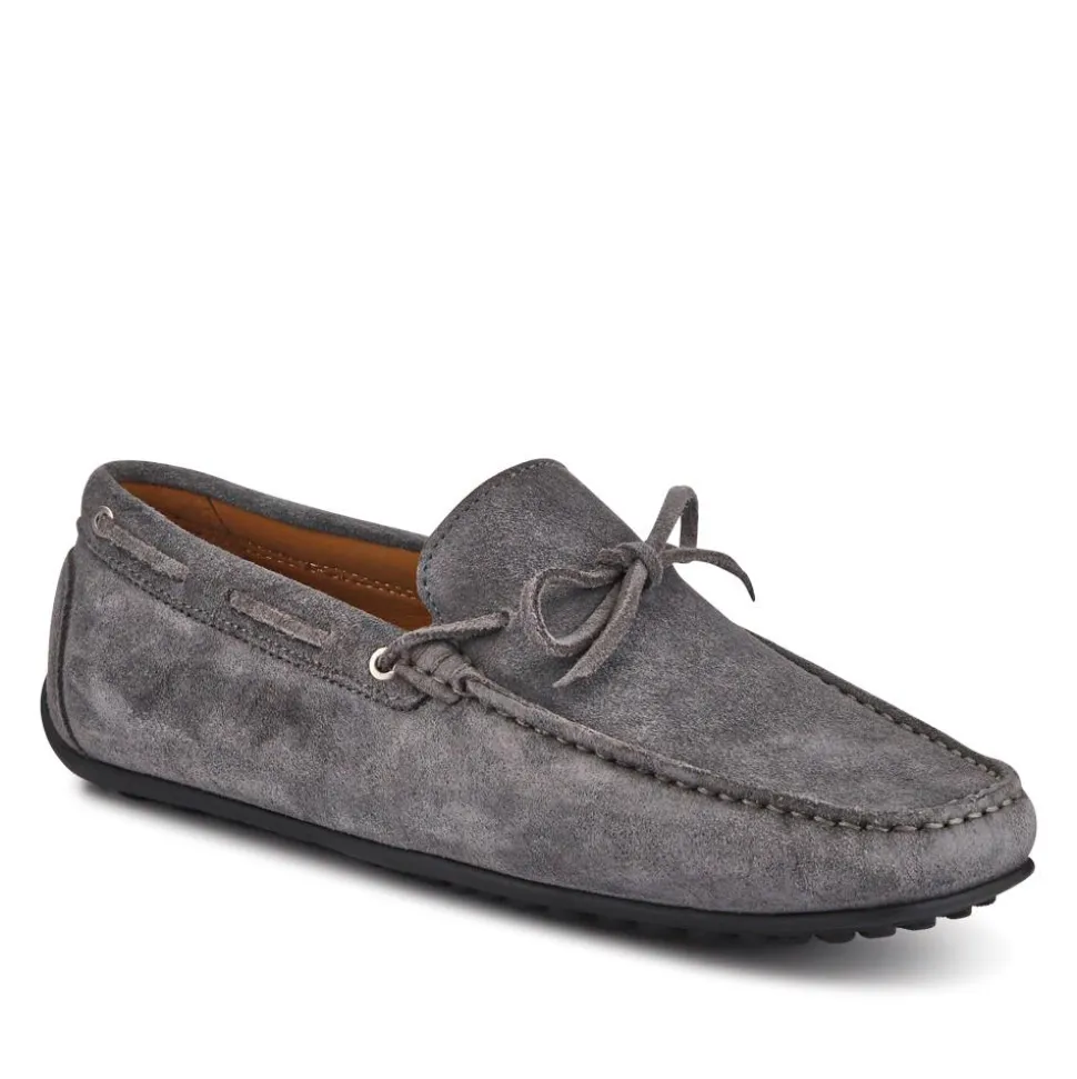 Plymouth Leather Moccasins - Grey Suede