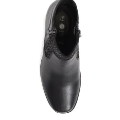 Polished Leather Heeled Ankle Boots - Black
