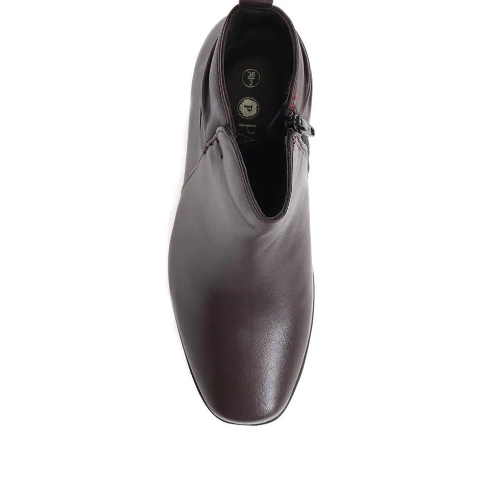 Polished Leather Heeled Ankle Boots - Burgundy