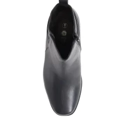 Polished Leather Heeled Ankle Boots - Navy