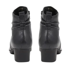 Polished Leather Heeled Ankle Boots - Navy