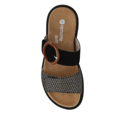 Premium Leather Dual-Fastening Sandals - Black Multi