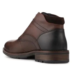 Premium Leather Lace Up Chukka Boots - BROWN-NAVY