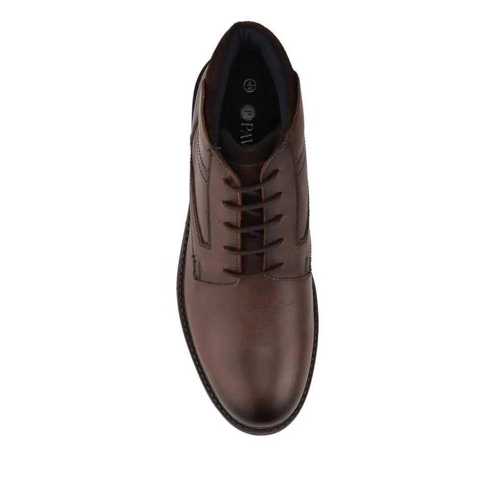 Premium Leather Lace Up Chukka Boots - BROWN-NAVY