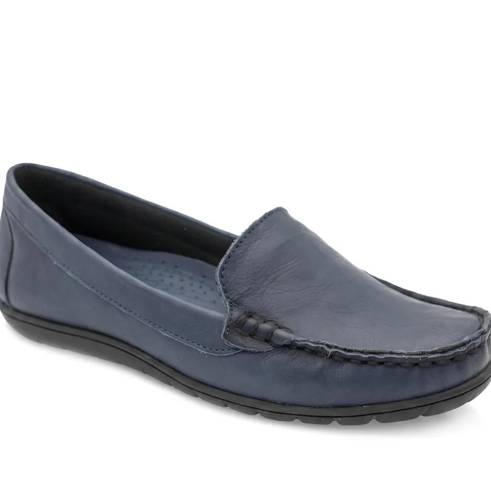 Premium Leather Moccasins - Navy