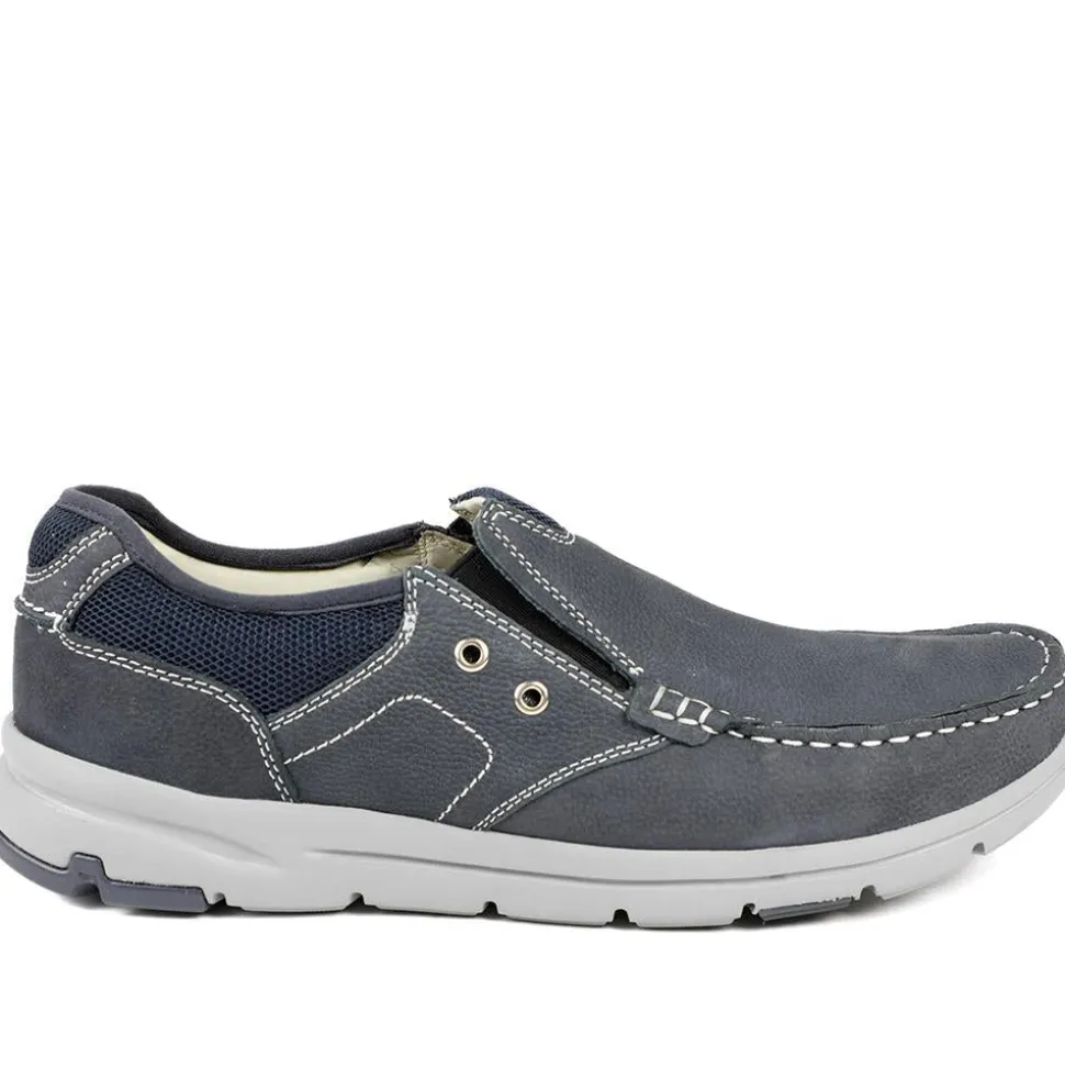 Premium Leather Slip On Shoes - Navy