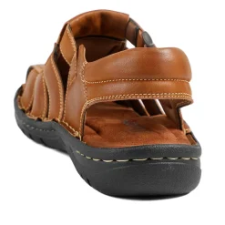 Premium Leather Touch Fastening Sandals - Tan