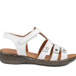 Premium Leather Touch Fastening Sandals - White